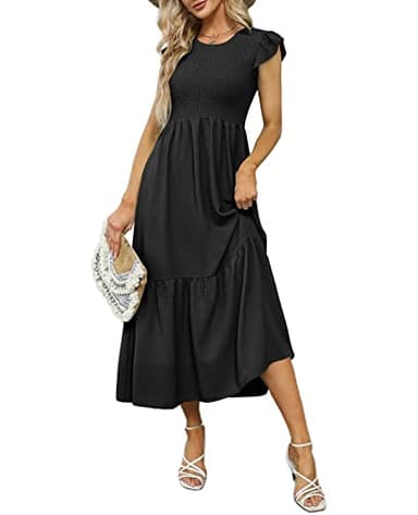 OFEEFAN Casual Dress Black Maxi Dress Funeral Dress for Women Plus Size XXL - Image 5