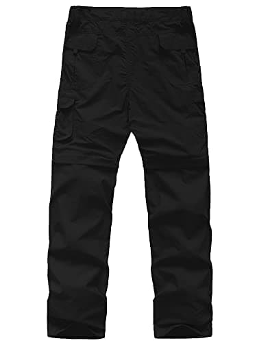 linlon Kids' Cargo Pants, Boy's Casual Outdoor Quick Dry Waterproof Hiking Climbing Convertible Trousers #9016-Black-L - Image 2