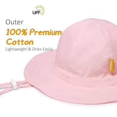 Baby Girl Sun Hat with UPF 50+ Outdoor Adjustable Toddler Beach Hat with Wide Brim Bucket Hats for Kids 6-24 Months Pink - Image 4