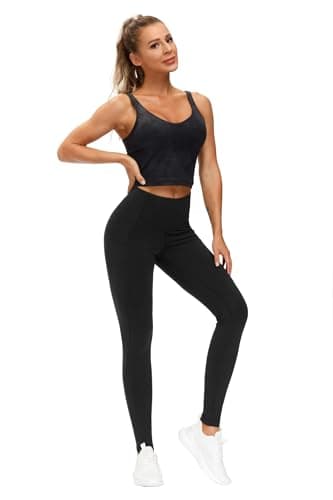 THE GYM PEOPLE Thick High Waist Yoga Pants with Pockets, Tummy Control Workout Running Yoga Leggings for Women (XX-Large, Black) - Image 5