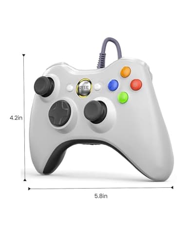 VOYEE PC Controller, Wired Controller Compatible with Microsoft Xbox 360 & Slim/PC Windows 10/8/7, with Upgraded Joystick, Double Shock | Enhanced (White) - Image 2