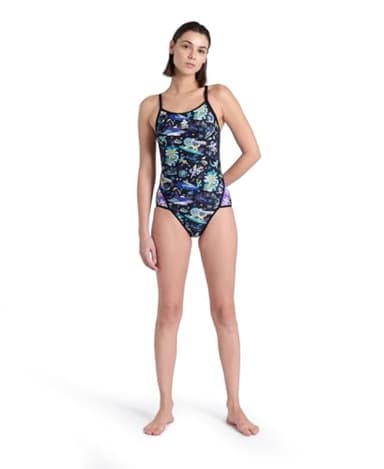 ARENA Fun Planet Capsule Collection Women's Super Fly Back Sports Swimsuit Athletic One Piece Durable Training Ladies Bathing Suit, Black Multi/Black, US Size 36 - Image 6