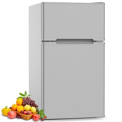 COWSAR 3.2 Cu.Ft Mini Fridge with Freezer, Double Door Compact Mini Fridge for Bedroom, Adjustable Thermostat, Energy-efficient Low Noise Small Refrigerator For Dorm, Office, Bar, RV, Bedroom - Image 1
