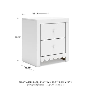 Signature Design by Ashley Mollviney Minimalist 2 Drawer Nightstand with USB Ports, 24.25" Tall, White - Image 3