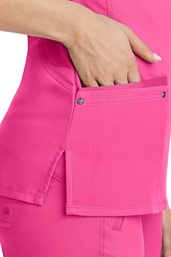 Healing Hands Yoga Scrubs Top for Women Purple Label 2 Pocket V-Neck Women's Scrub Top 2245 Juliet Shocking Pink 2XL - Image 4