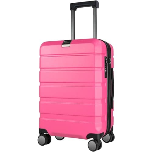 KROSER Hardside Expandable Carry On Luggage with Spinner Wheels & Built-in TSA Lock, Durable Suitcase Rolling Luggage with USB Port, Carry-On 20-Inch Magenta - Image 1