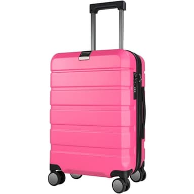 KROSER Hardside Expandable Carry On Luggage with Spinner Wheels & Built-in TSA Lock, Durable Suitcase Rolling Luggage with USB Port, Carry-On 20-Inch Magenta - Image 1