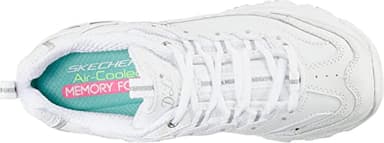 Skechers Women's D'Lites Memory Foam Lace-up Sneaker,White Silver,7.5 M US - Image 7