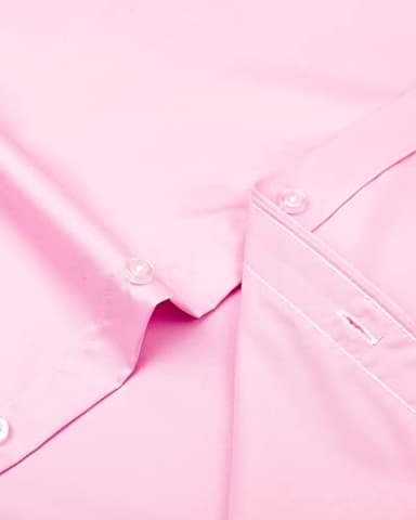 Alimens & Gentle Men's Dress Shirts Long Sleeve Wrinkle-Free Stretch Shirts Solid Formal Button Down Shirt with Pocket Pink - Image 4