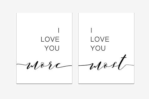 I Love you More, I Love you Most Prints, Set of 2, 8 x 10 Inches, Unframed Minimalist Art, Typography Art, Bedroom Wall Art, Romantic Gift, Home Wall Art, Poster