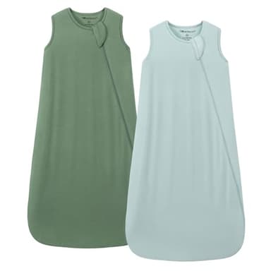 Mosebears Unisex Baby Sleep Sack 1.0 TOG, Supersoft Rayon Made from Bamboo Wearable Blanket with 2-Way Zipper (Sage&Green,18-36 Months) - Image 1