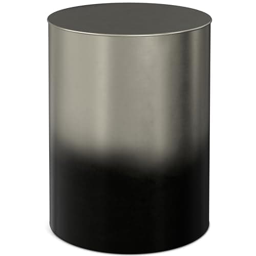 SIMPLIHOME Curtis Industrial 16 Inch Wide Metal Cylinder Accent Table in Ombre Black / Silver, Fully Assembled, For the Living Room and Bedroom - Image 1
