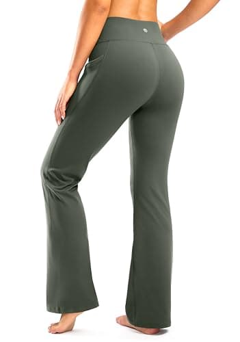 28"/30"/32"/34" Inseam Women's Bootcut Yoga Pants Long Bootleg High-Waisted Flare Pants with Pockets(Sage,28-S) - Image 3