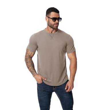 Mens 3 Pack Plain Cotton Shirts Short Sleeve Casual Crew Neck T-Shirts Hipster Hip Hop Longline Tees Shirts Drop Cut Curved Hem Shirt (BKDGKA XL) - Image 3