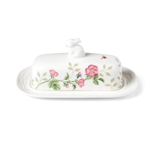 Lenox 893455 Butterfly Meadow Bunny Covered Butter Dish, Easter Serveware - Image 1