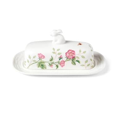 Lenox 893455 Butterfly Meadow Bunny Covered Butter Dish, Easter Serveware - Image 1