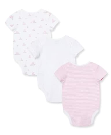 Little Me baby boys 3 Pack infant and toddler bodysuits, White/Multi Bunnies, Newborn US - Image 2