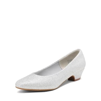 DREAM PAIRS Women's Mila Low Chunky Heel Pump Shoes,Size 6,Silver/Glitter,Mila - Image 1