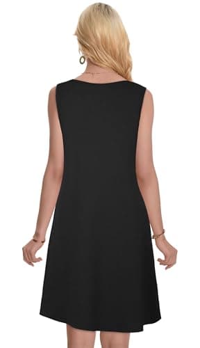 Womens Casual Tank Dresses for Summer Flowy Plus Sleeveless Mini Pocket Sun Dress(Solid Black,3XL) - Image 6