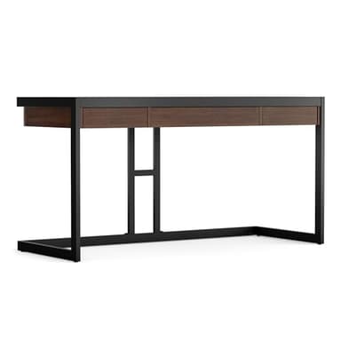 SIMPLIHOME Erina Desk - 60-Inch Wide Solid Acacia Wood and Metal Writing Desk in Distressed Charcoal Brown, Modern Industrial Home Office Computer Table for Study with 2 Drawers and Keyboard Tray - Image 7