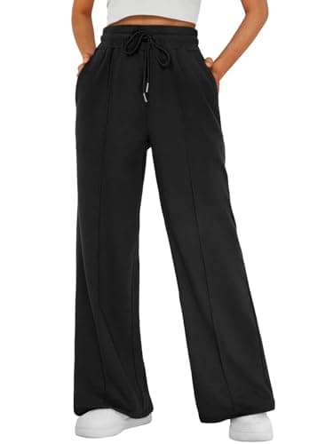 AUTOMET Womens Wide Leg Sweatpants Flare Lightweight Baggy Straight Leg Pants Oversized Joggers Fall Fashion 2025 Black M - Image 1