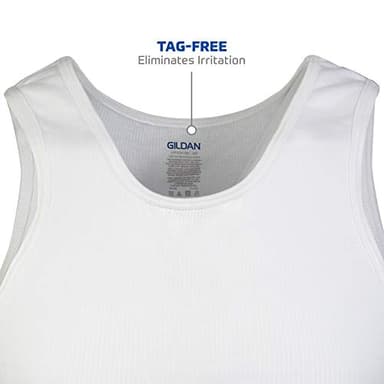 Gildan Men's A-shirt Tanks, Multipack, Style G1104, White (6 Pack), Large - Image 3