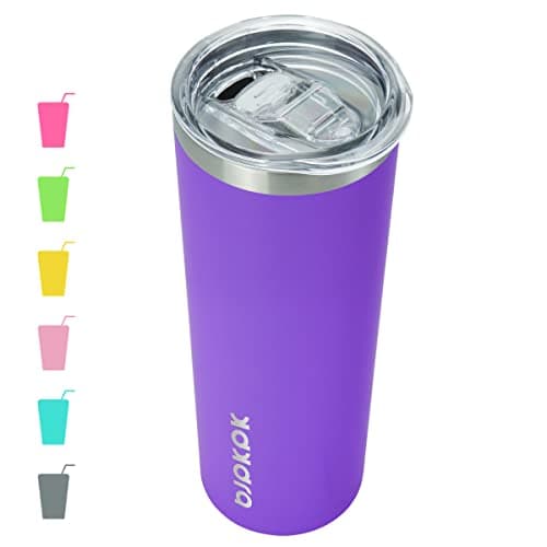 BJPKPK 20 oz Stainless Steel Skinny Tumbler, Iced Coffee Travel Sublimation Mug Insulated Metal Water Tumbler Thermal Cup With Lid,Purple - Image 1