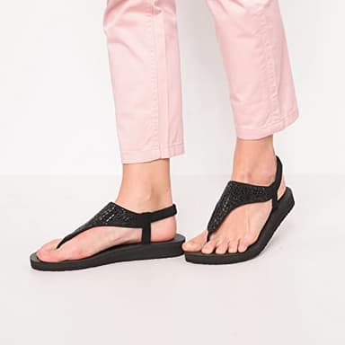 Skechers Cali Women's Meditation-Rock Crown Flat Sandal,black/black,10 M US - Image 2