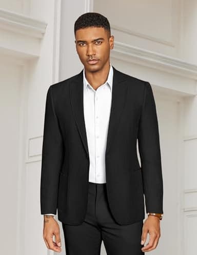 COOFANDY Men's Dress Blazer Jacket Big and Tall Knit Sport Coat for Travel Holiday Party Prom Black - Image 2