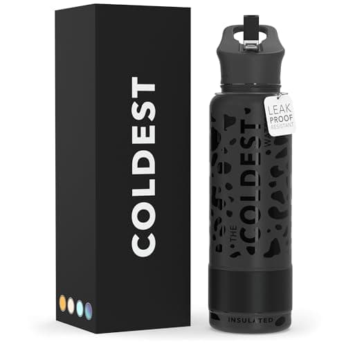 Coldest Insulated Water Bottle with Straw Lid - Stainless Steel Metal Insulated Bottle for Men & Women (Black Leopard, 40 oz) - Image 1