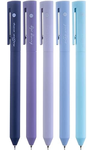 DIVERSEBEE Gel Ink Pens Assorted Colors, 0.5 mm Fine Point, Bible Pens No Bleed Through with Cute Fine Tip, Bible Study Journaling Supplies Set, 5 Pack (Blue) - Image 1