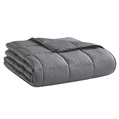 Weighted Blanket for Adults- Dark Grey, 48"x72", 15lbs, Twin Full Size Heavy Throw Blanket, Cooling, Breathable, Microfiber with Glass Beads, Big, Washable, All-Season - Image 1