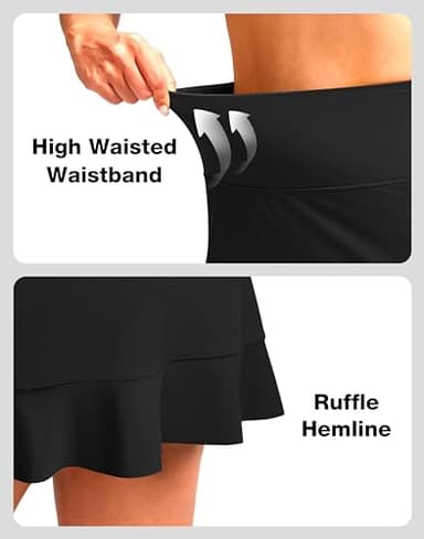 Soothfeel Women's Swim Skirt with Pocket High Waisted Ruffle Tummy Control Tankini Swimsuit Bathing Suit Bottoms (Black,L) - Image 4