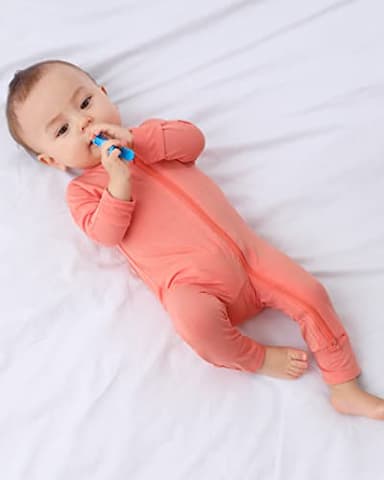 GUISBY Rayon Footless Pajamas with Mittens, Baby Girls Boys Long Sleeve Snug Fits Sleepers 3-Pack 3-6 Months - Image 4