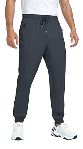 GAXIDES Sweatpants for Mens Joggers Lightweight Quick Dry Baggy Relaxed Fit Athletic Workout Track Hiking Elastic Pants with 3 Zipper Pockets Coldgrey XL/30 - Image 2