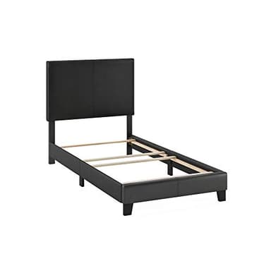FURINNO Pessac PU Leather Upholstered Platform, Twin, Black - Image 4