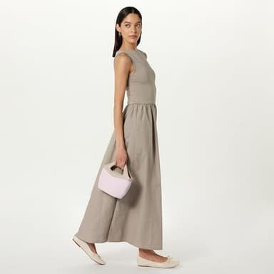 The Drop Women's Dia Mixed Fabric Midi Tank Dress Vintage Khaki, XS - Image 4