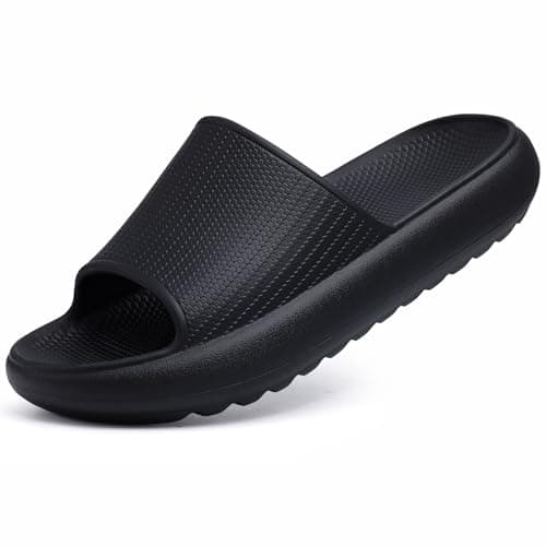 Comwarm Cloud Slide Sandals for Women Men Ultra Comfort Recovery Pillow Slippers Soft Summer Beach Shoes with Low Arch Support,Matte Black Size 13-14 Wonmen/11.5-12.5 Men - Image 1