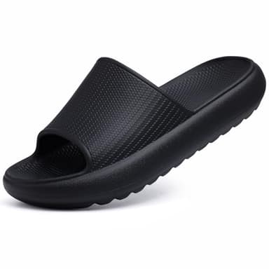Comwarm Cloud Slide Sandals for Women Men Ultra Comfort Recovery Pillow Slippers Soft Summer Beach Shoes with Low Arch Support,Matte Black Size 13-14 Wonmen/11.5-12.5 Men - Image 1