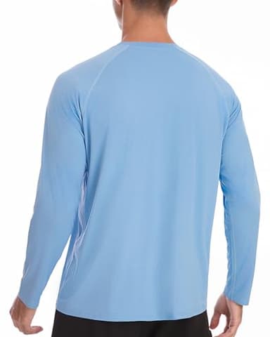 Roadbox Men's UPF 50+ Rash Guard Long Sleeve, Cool Dry UV Sun Protection Water T-Shirts, Lightweight Fishing Hiking Shirts Blue - Image 2