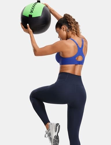 SYROKAN Women's Full Support High Impact Racerback Lightly Lined Underwire Sports Bra Waves Blue 36C - Image 4