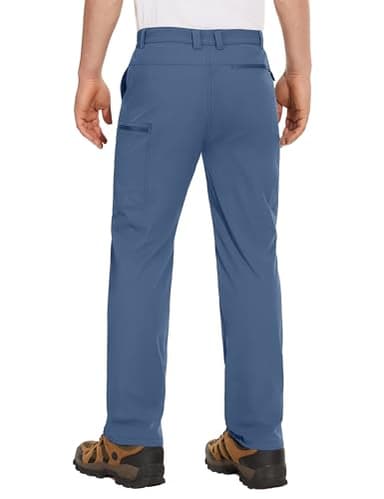 MAGCOMSEN Mens Hiking Pants Lightweight Work Pants for Men Stretch Breathable Elastic Waist Pants for Men Blue Grey - Image 2