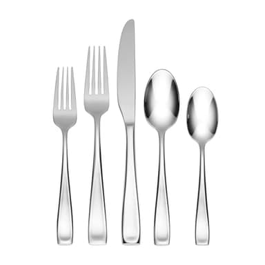 Oneida Silverware Set For 12, Moda 65-Piece Fine Flatware Set with Serving Utensils, Service For 12, 18/10 Stainless Steel, Dishwasher Safe For home, Knives Spoons and Forks Set (Silver, 65 pieces) - Image 1