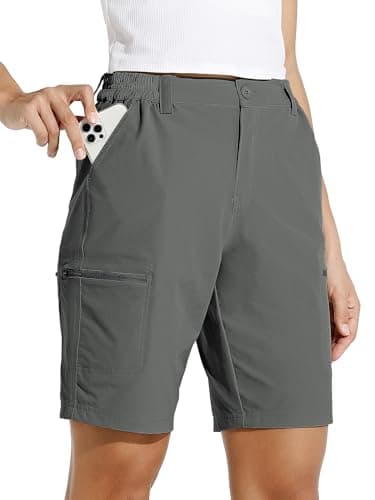 Willit Women's 10" Hiking Cargo Shorts Stretch Golf Active Long Quick Dry Outdoor Summer Shorts Forge Grey M - Image 1