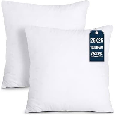 Utopia Bedding Throw Pillows Insert (Pack of 2, White) - 26 x 26 Inches Bed and Couch Pillows - Indoor Decorative Pillow - Image 1