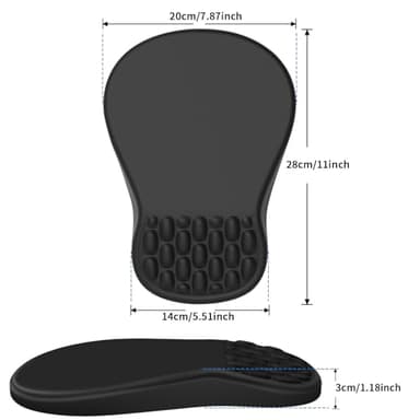 YIWEI Ergonomic Mouse Pad with Wrist Rest Support, Mousepad with Comfortable Memory Foam Wrist Rest and Non-Slip PU Base for Pain Relief, Computer, Laptop, Office, Home (Black) - Image 6