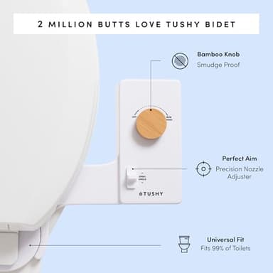 TUSHY Classic 3.0 Bidet Toilet Seat Attachment - A Non-Electric Self Cleaning Water Sprayer with Adjustable Water Pressure Nozzle, Angle Control & Easy Home Installation (Bamboo Knob) - Image 3