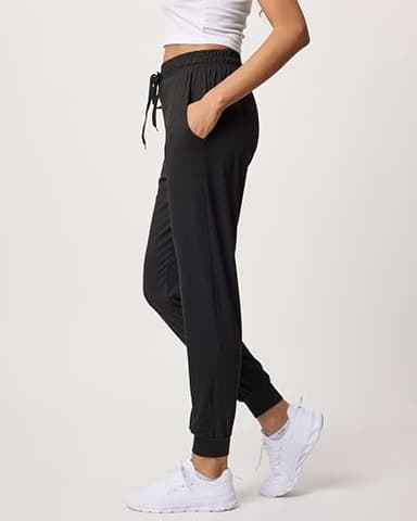 Real Essentials Women's Lounge Jogger Soft Teen Sleepwear Pajamas Fashion Loungewear Yoga Pant Active Athletic Track Running Workout Casual wear Ladies Yoga Sweatpants Pockets, Set 5, XL, Pack of 3 - Image 5