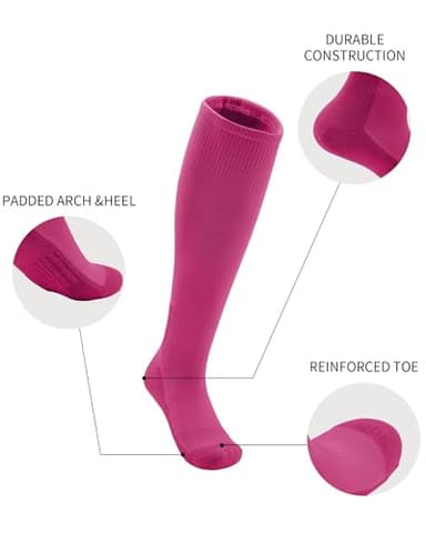 QBK Toddler Baseball Socks And Belt Youth Softball Tee Ball Combo Set for Boy Girl (2 Pairs of Socks & 1 Belt)(HOT PINK,2-4T) - Image 3