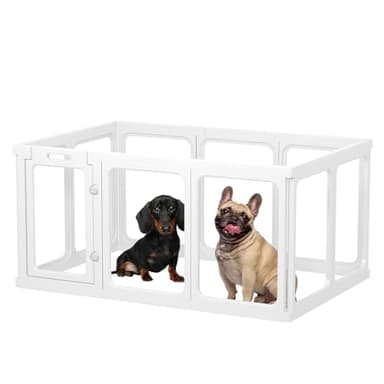 Clear Acrylic Dog Playpen - 50 x 30.4 Inch, 24" H 10 Planes Transparent Dog Fence Indoor, Sturdy Pet Pen for Puppy/Small Dog/Rabbit/Pig, Easy Assemble & Cleaning Plastic Whelping Box Enclosure, White - Image 8